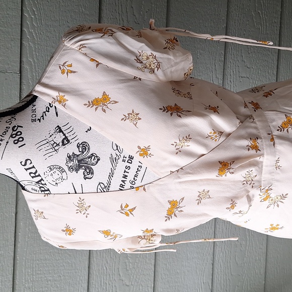 NWT Madewell Silk Floral Faux Wrap Midi Dress Size 2 Cream Golden Yellow - Picture 5 of 15